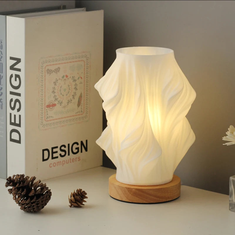 Modern Wavy Table Lamp Sculptural Ambient Light Contemporary Bedside Accent Lamp