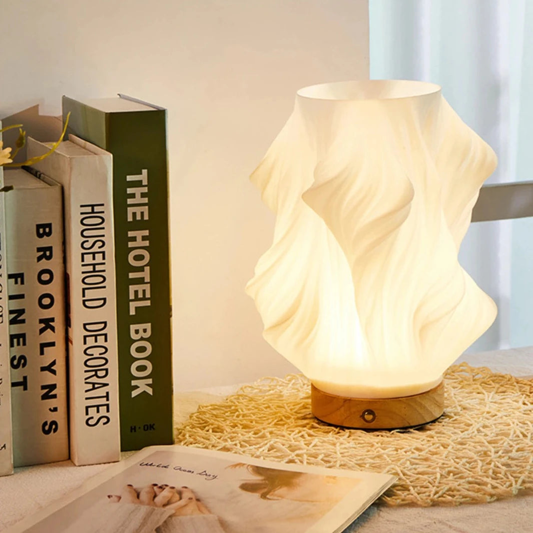 Modern Wavy Table Lamp Sculptural Ambient Light Contemporary Bedside Accent Lamp