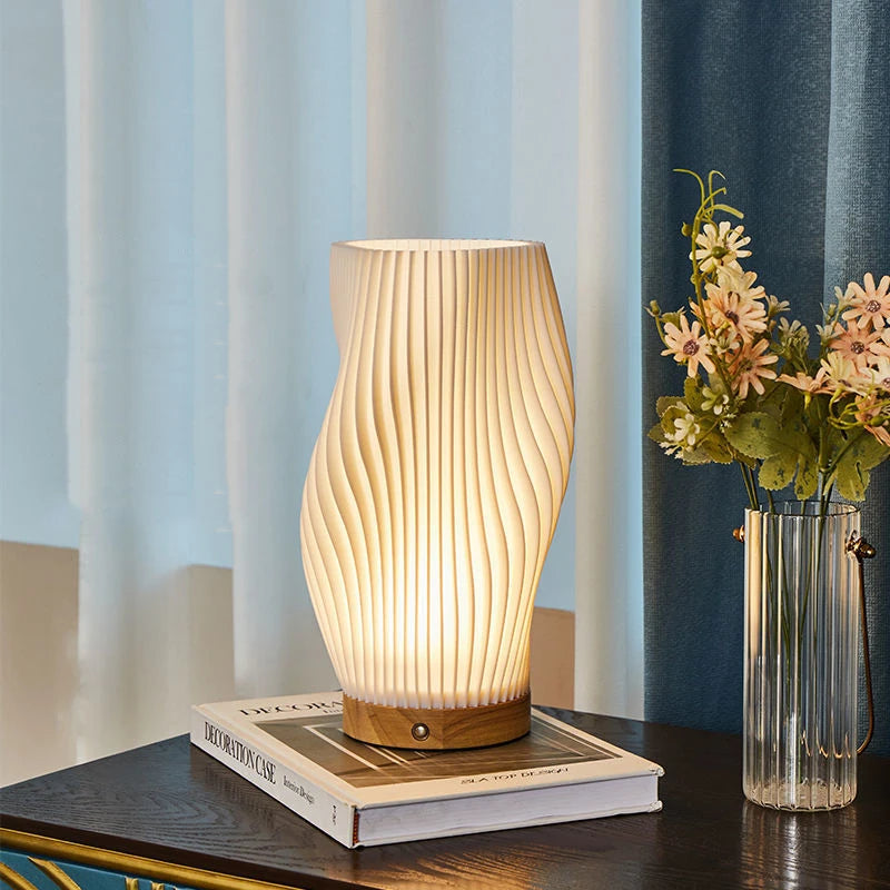 Modern Wavy Table Lamp Sculptural Ambient Light Contemporary Bedside Accent Lamp