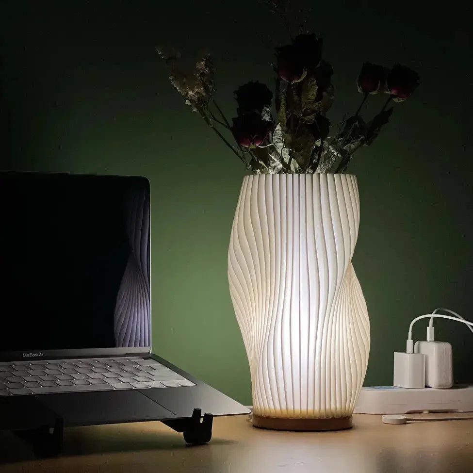 Modern Wavy Table Lamp Sculptural Ambient Light Contemporary Bedside Accent Lamp