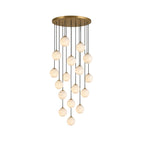 Alabaster Chandelier Brass Body G9 Base | Minimalist Sculptural Multi-Light Cascade | Ambient Interior Ceiling Lighting