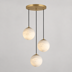 Alabaster Chandelier Brass Body G9 Base | Minimalist Sculptural Multi-Light Cascade | Ambient Interior Ceiling Lighting
