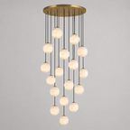 Alabaster Chandelier Brass Body G9 Base | Minimalist Sculptural Multi-Light Cascade | Ambient Interior Ceiling Lighting