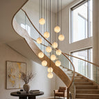 Alabaster Chandelier Brass Body G9 Base | Minimalist Sculptural Multi-Light Cascade | Ambient Interior Ceiling Lighting