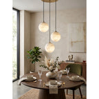 Alabaster Chandelier Brass Body G9 Base | Minimalist Sculptural Multi-Light Cascade | Ambient Interior Ceiling Lighting