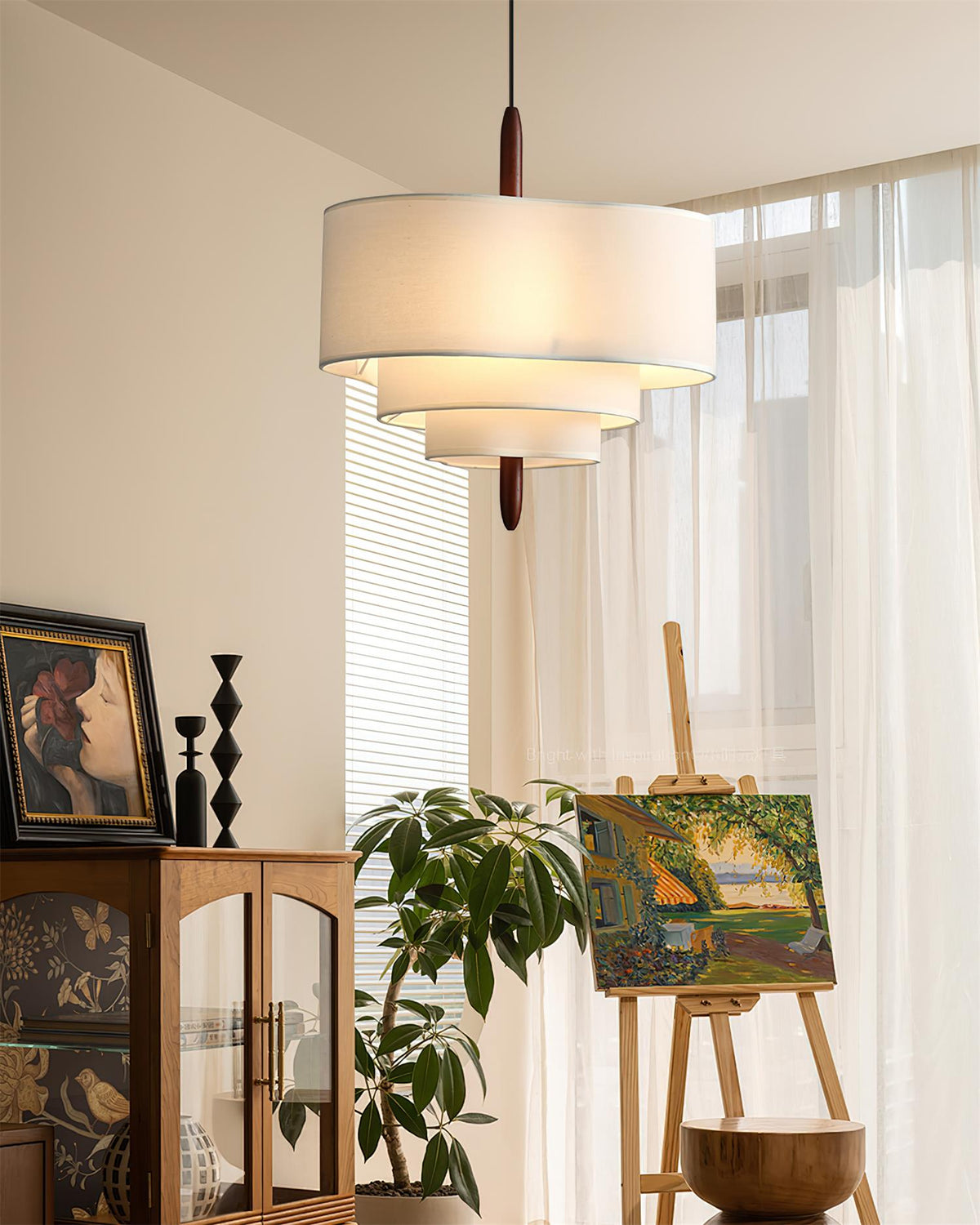 Ophel Lampe Suspendue en Tissu Vert - Neutralighting