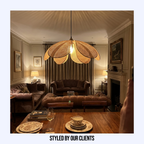Rattan Woven Petal Pendant Lamp | Japanese Style | Petal Shape Design Creates Soft Ambient Glow for Living Rooms