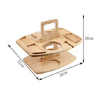 Foldable Wooden Picnic Table Portable Wine Holder Outdoor Serving Tray Stand