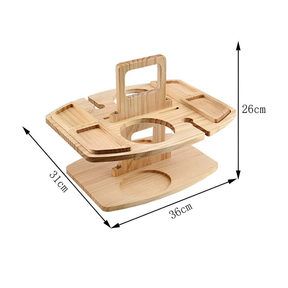 Foldable Wooden Picnic Table Portable Wine Holder Outdoor Serving Tray Stand