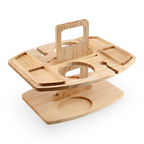 Foldable Wooden Picnic Table Portable Wine Holder Outdoor Serving Tray Stand