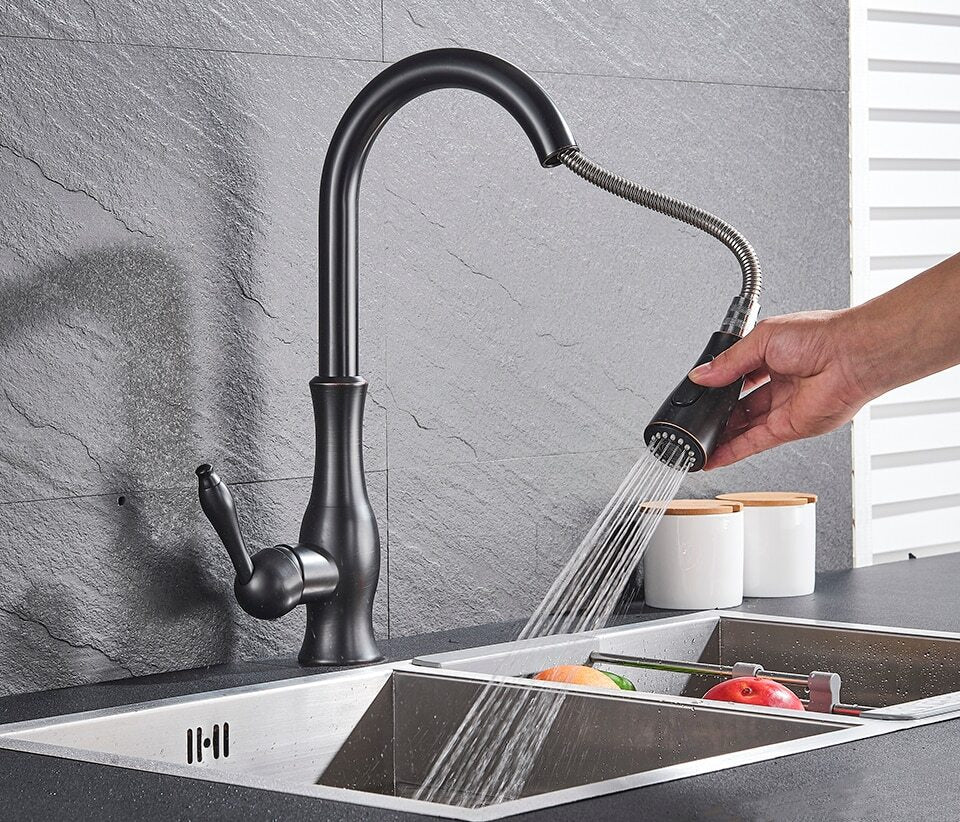 Pull Down Kitchen Faucet Brushed Stainless Steel Sink Mixer