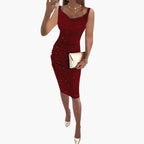 Women's Sequin Party Dress | Sleeveless Sparkly Cocktail Dress for Festive Christmas Celebrations and Evening Occasions