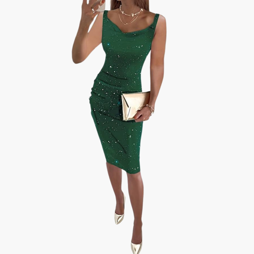 Women's Sequin Party Dress | Sleeveless Sparkly Cocktail Dress for Festive Christmas Celebrations and Evening Occasions