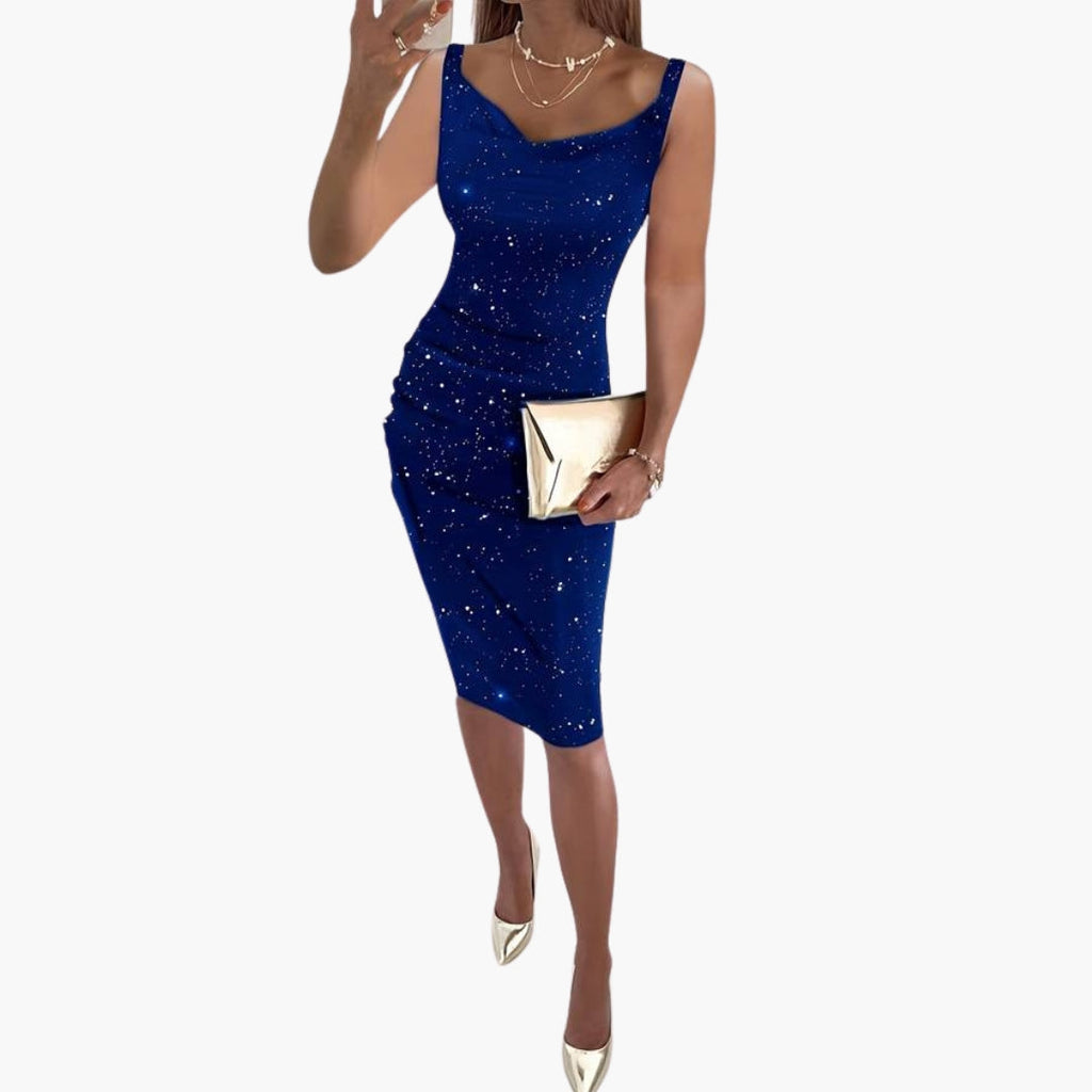 Women's Sequin Party Dress | Sleeveless Sparkly Cocktail Dress for Festive Christmas Celebrations and Evening Occasions