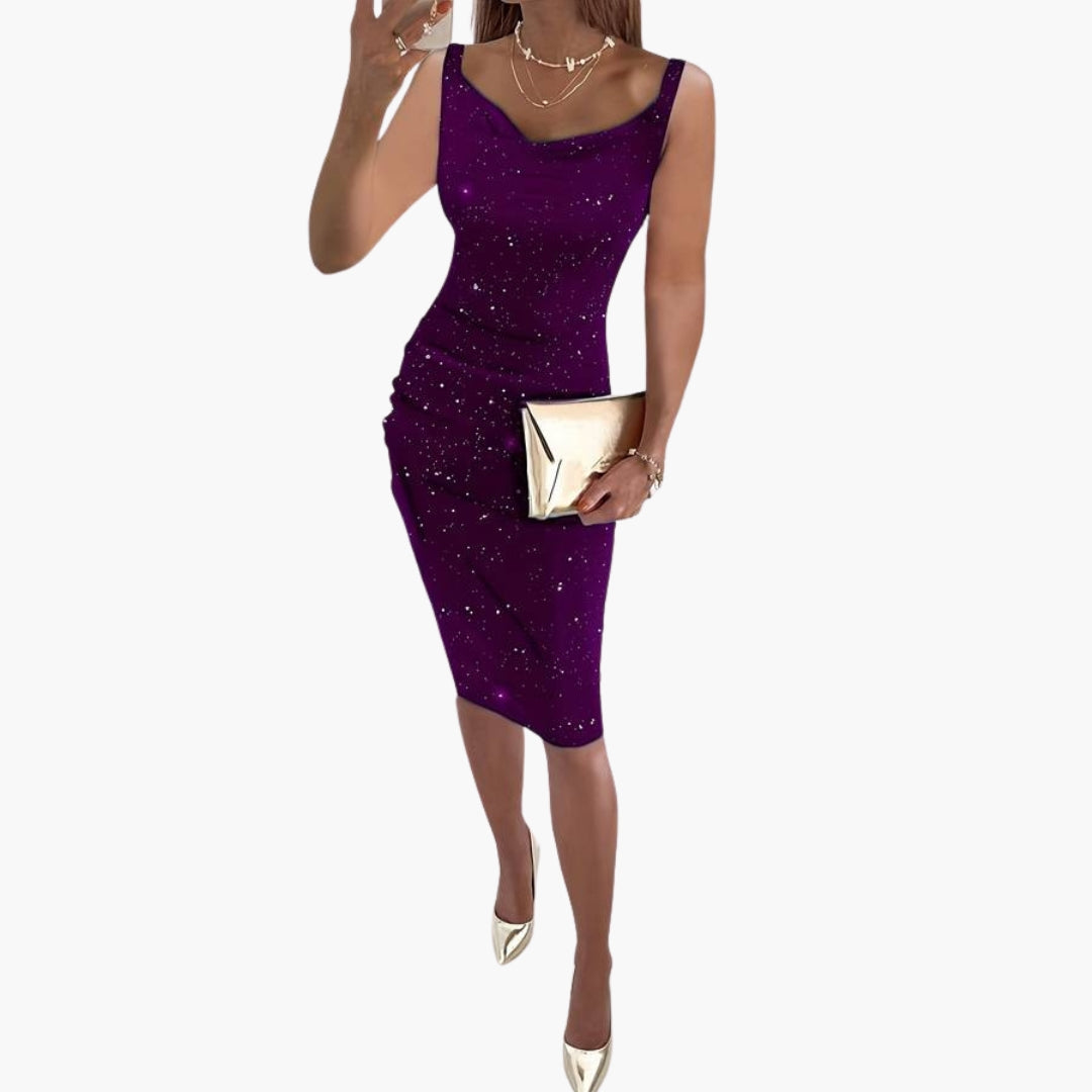 Women's Sequin Party Dress | Sleeveless Sparkly Cocktail Dress for Festive Christmas Celebrations and Evening Occasions