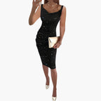 Women's Sequin Party Dress | Sleeveless Sparkly Cocktail Dress for Festive Christmas Celebrations and Evening Occasions