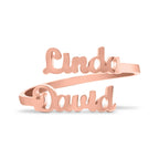 Personalized Double Name Ring | Custom Adjustable Wrap Ring | Stainless Steel Personalized Jewelry Gift for Women and Men