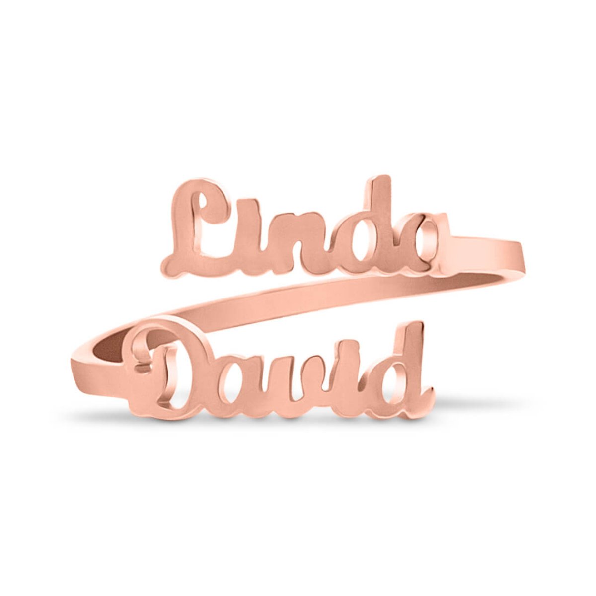 Personalized Double Name Ring | Custom Adjustable Wrap Ring | Stainless Steel Personalized Jewelry Gift for Women and Men