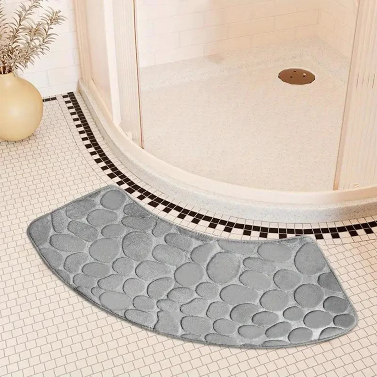 Curved Thickened Non-slip Bath Mat for Shower and Toilet Floor