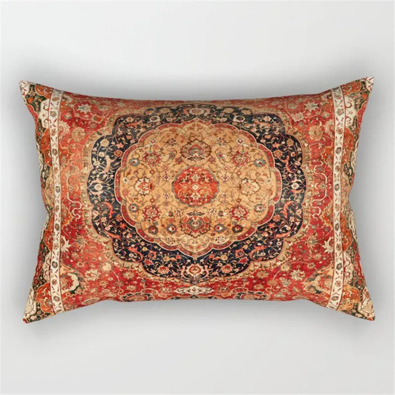 Moroccan Persian Style Pillowcase | Retro Bohemian Decorative Pattern | Vintage Texture for Sofas Beds and Accent Chairs