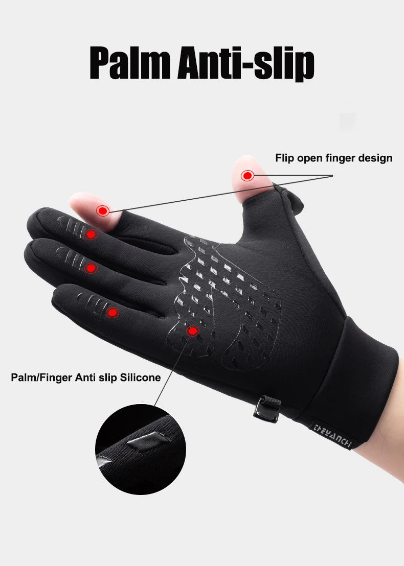 Waterproof Winter Gloves | Thermal Touchscreen Cycling Gloves | Windproof Outdoor Rain Gloves with Warm Thermal Fleece Lining