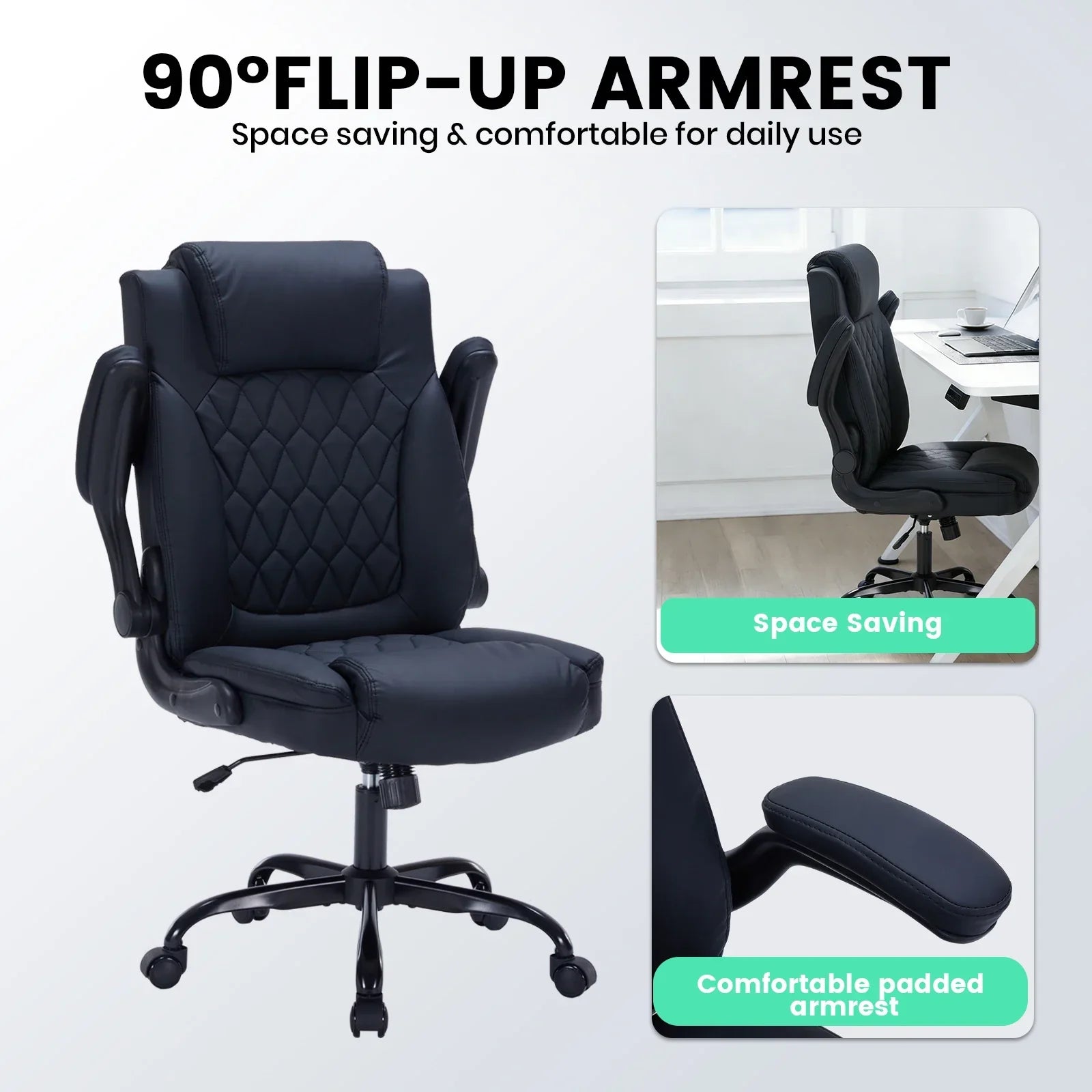 Ergonomic Executive Office Chair Padded Leather Desk Chair