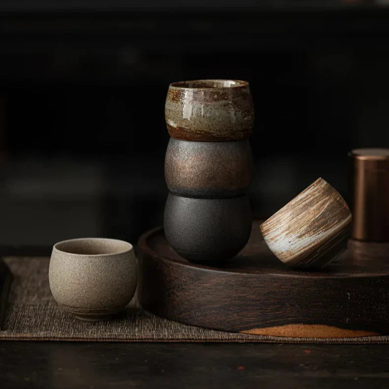 Espresso Cups Ceramic 80 ml | Handmade Rustic Stoneware | Heat Retaining Dishwasher and Microwave Safe Lead-Free Set