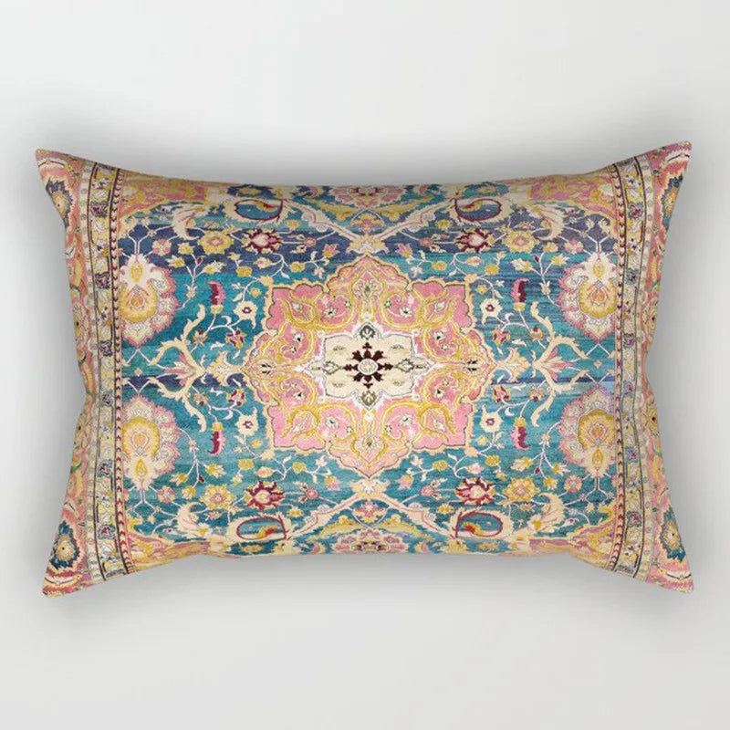 Moroccan Persian Style Pillowcase | Retro Bohemian Decorative Pattern | Vintage Texture for Sofas Beds and Accent Chairs
