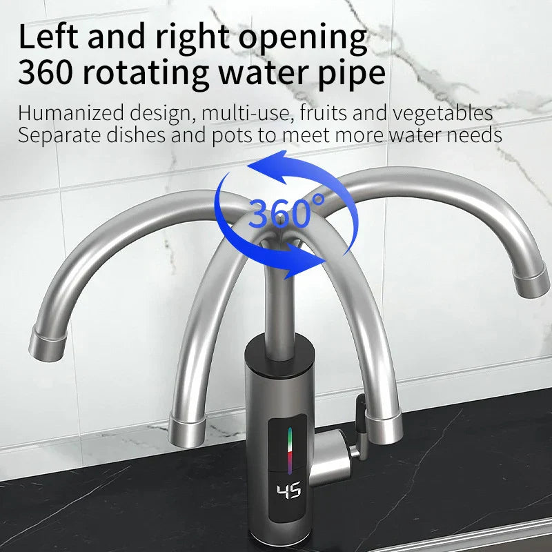 Instant Hot Water Faucet Stainless Steel Electric Kitchen Tap