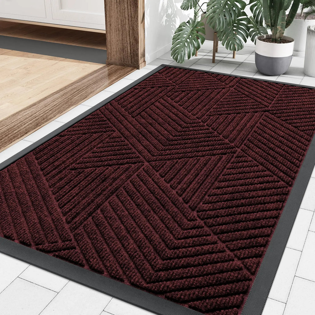 Geometric Absorbent Door Mat Non Slip Entry Rug