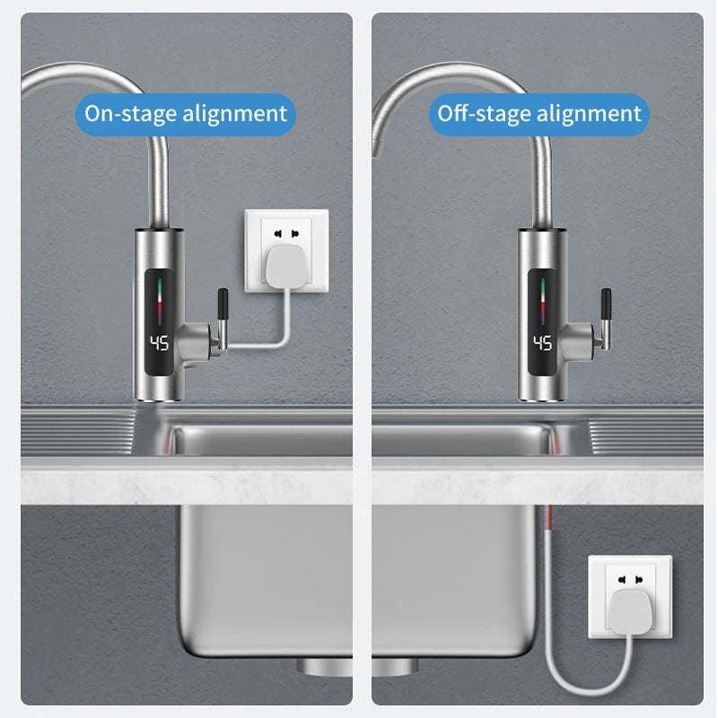 Electric Kitchen Faucet with Instantaneous Water Heater 3000W Stainless Steel