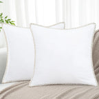 Chenille Throw Pillow Cover Stitched Edge Cushion Case