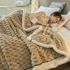 Textured Flannel Blanket Plush Fleece Throw Cover