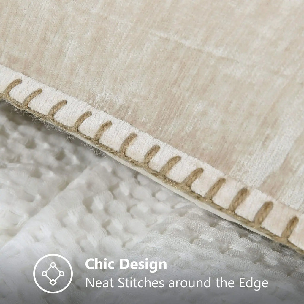 Chenille Throw Pillow Cover Stitched Edge Cushion Case