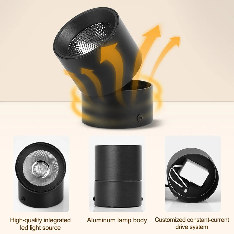 LED Surface Mounted Recessed Spotlight Tri-Color Ceiling Lamp