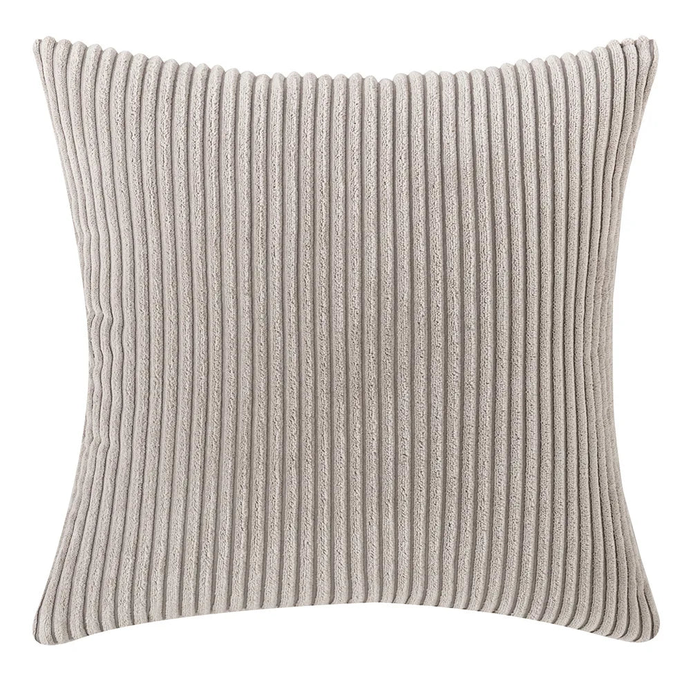 Corduroy Striped Throw Pillow Textured Decorative Cushion Cover