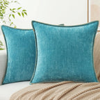 Chenille Throw Pillow Cover Stitched Edge Cushion Case