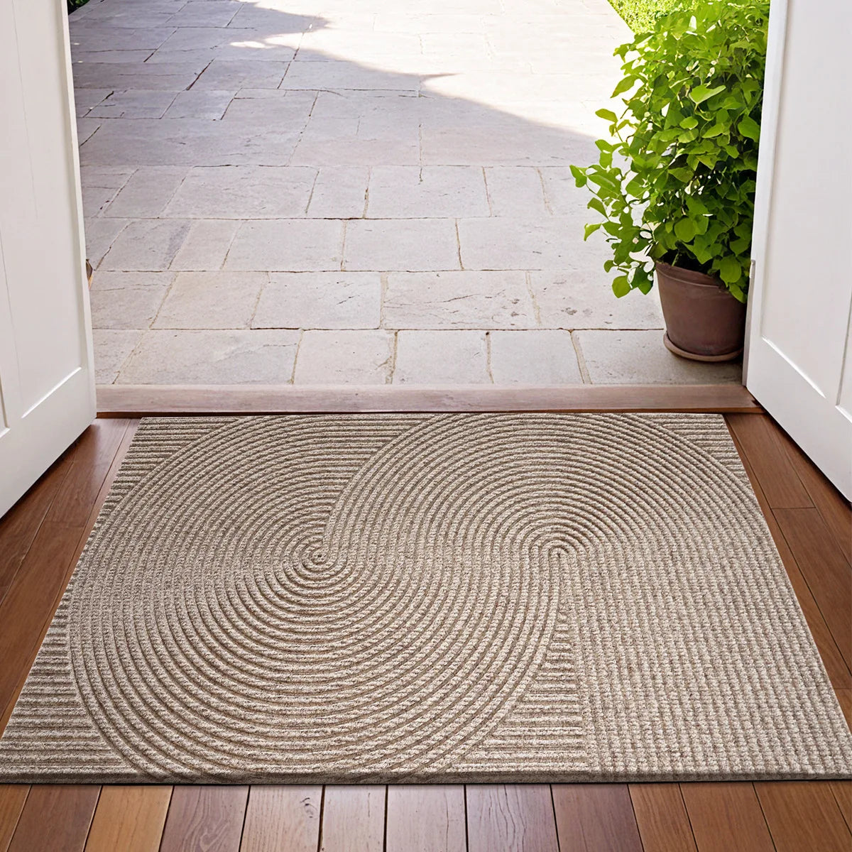3D Groove Doormat - Wear-Resistant Polyester with Non-Slip for Indoor and Outdoor Use