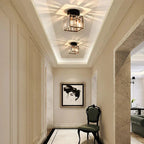 Crystal Flush Mount Ceiling Light Iron and Crystal Glass | Hardwired E27 Base | Functional Ambient Lighting for Hallways