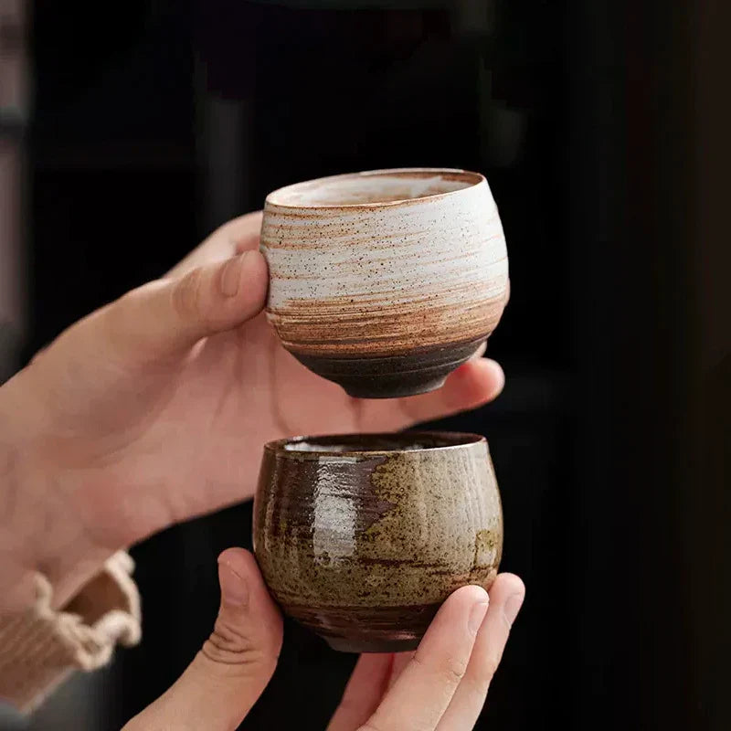 Espresso Cups Ceramic 80 ml | Handmade Rustic Stoneware | Heat Retaining Dishwasher and Microwave Safe Lead-Free Set