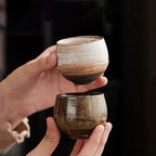 Espresso Cups Ceramic 80 ml | Handmade Rustic Stoneware | Heat Retaining Dishwasher and Microwave Safe Lead-Free Set