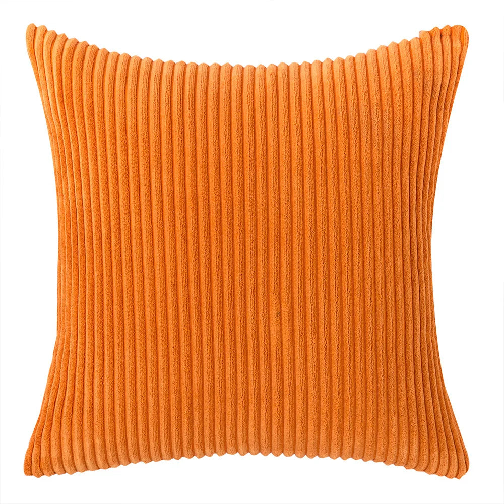 Corduroy Striped Throw Pillow Textured Decorative Cushion Cover