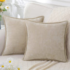 Chenille Throw Pillow Cover Stitched Edge Cushion Case