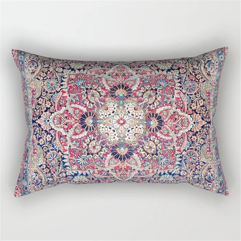 Moroccan Persian Style Pillowcase | Retro Bohemian Decorative Pattern | Vintage Texture for Sofas Beds and Accent Chairs