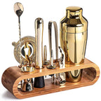 Stainless Steel Cocktail Shaker Set Bartender Kit Bamboo Stand - Image 9