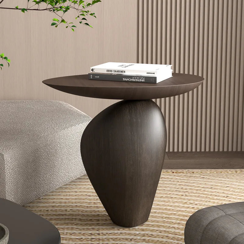 Sculptural Pedestal Side Table Modern Wabi Sabi Accent Table