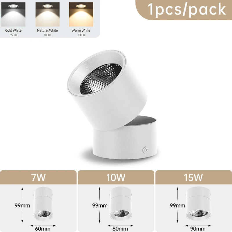 LED Surface Mounted Recessed Spotlight Tri-Color Ceiling Lamp