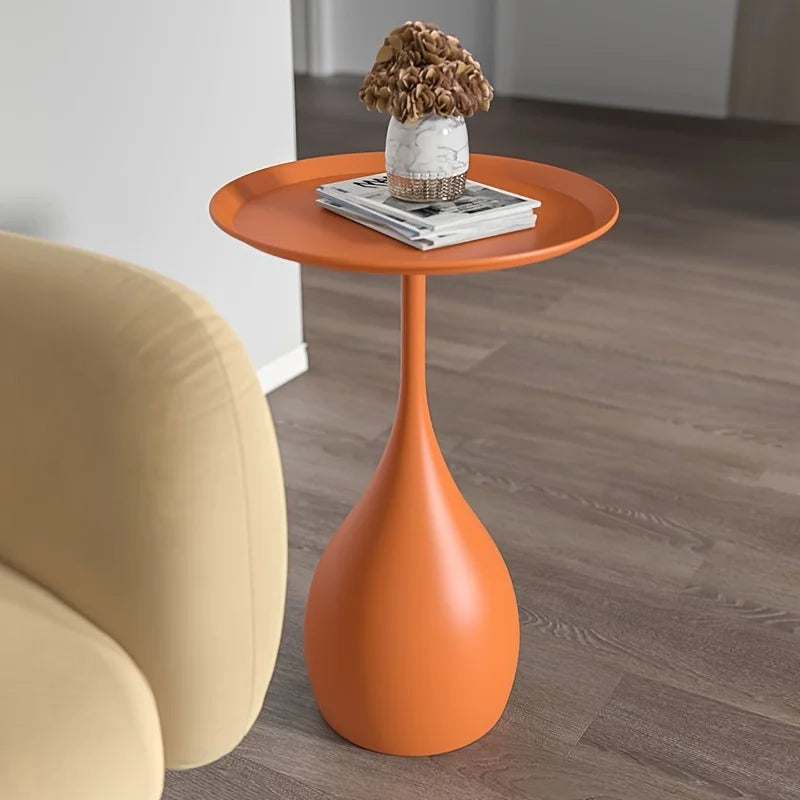 Mobile Round Side Table with Light Luxury Mini Design for Sofa or Bed