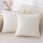 Chenille Throw Pillow Cover Stitched Edge Cushion Case