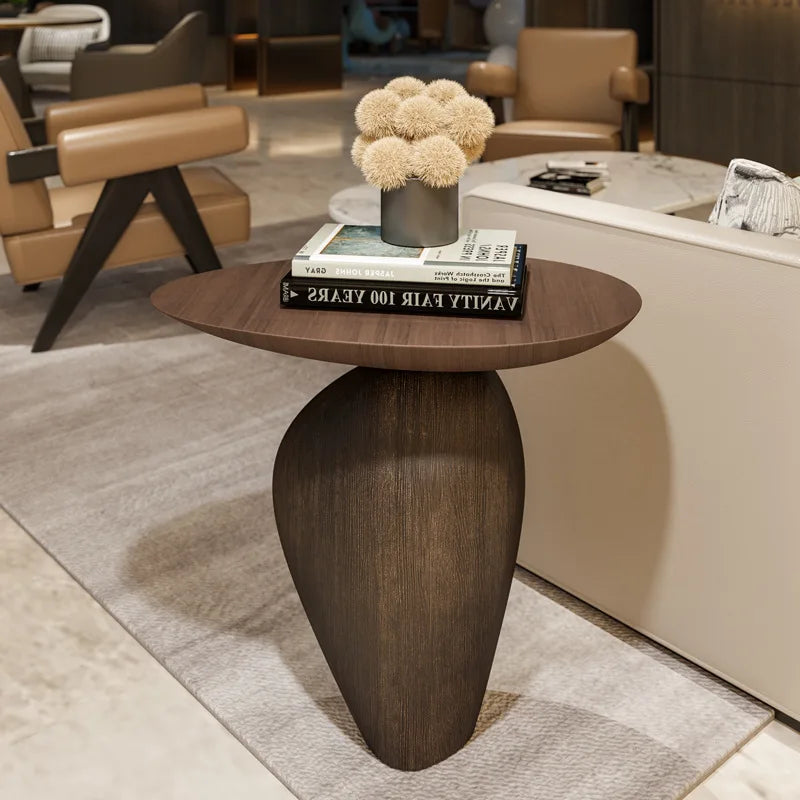 Sculptural Pedestal Side Table Modern Wabi Sabi Accent Table